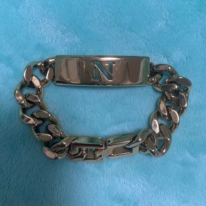 “N” initial gold link bracelet
